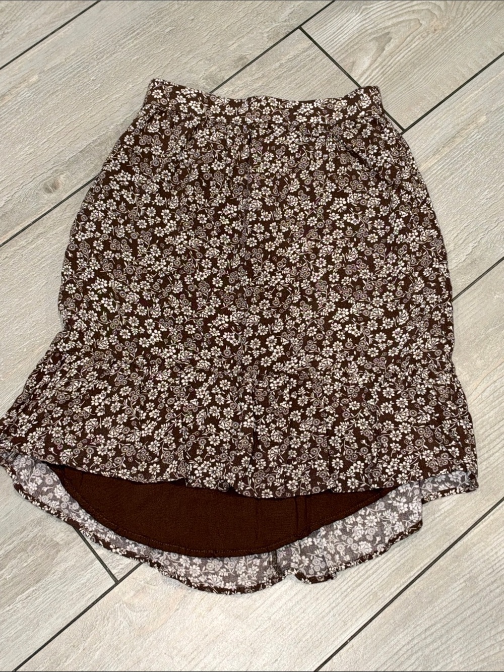 abercrombie kids Brown Floral Tiered Ruffle Skirt